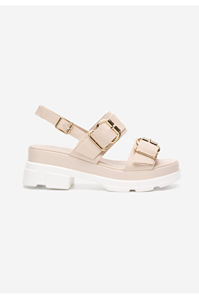 B T Shoes Béžové sandály na platformě Raphaela