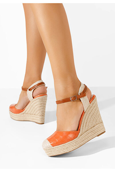 B T Shoes Oranžové sandály na klínku Benisa V2