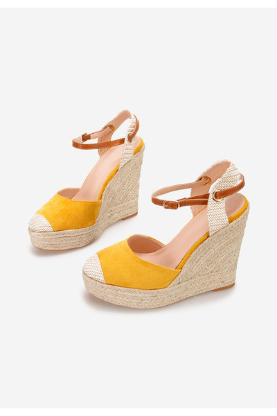 B T Shoes Žlutá sandály na klínku Benisa V1