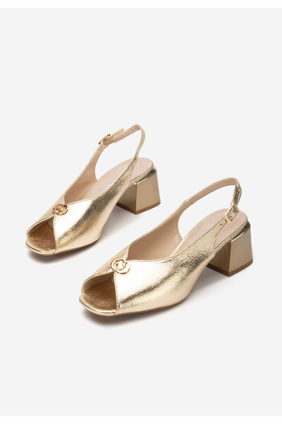 B T Shoes Zlaté sandály na podpatku Amary V3