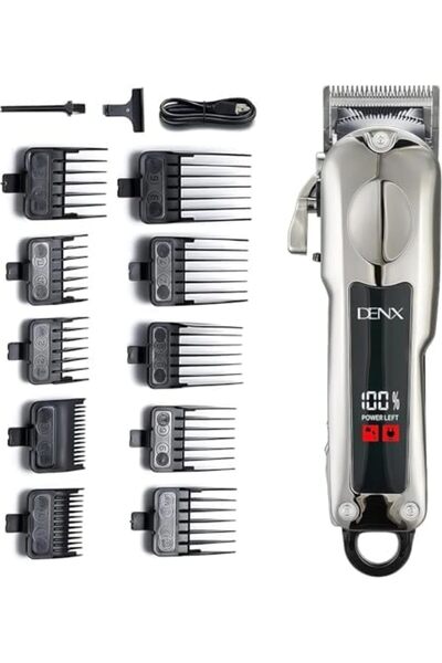 Denx Men's Hair Clipper with LED Screen, Rechargeable via USB Port, Stainless Steel Blade, Adjustable 5 S