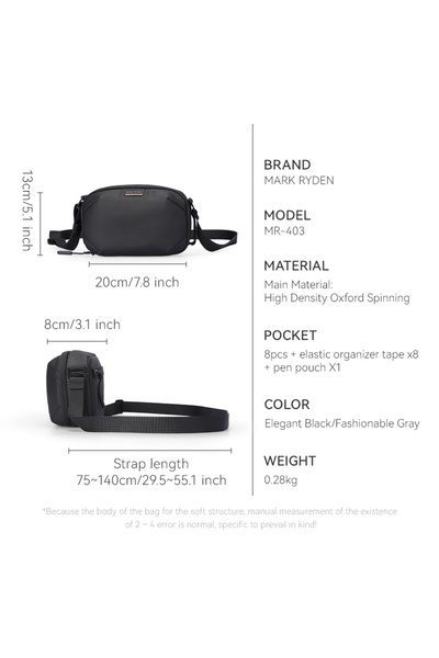 Mark Ryden MR-403 Crossbody & Clutch Bag, Travel Organizer with Detachable Strap & Compartments