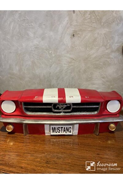 wowocraft Işıklı Mustang Duvar Obje Araba Kırmızı Beyaz