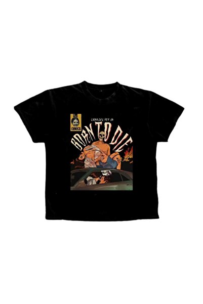 StartMore Black Women's Printed Crew Neck Baby Top with Waist Boy Crop