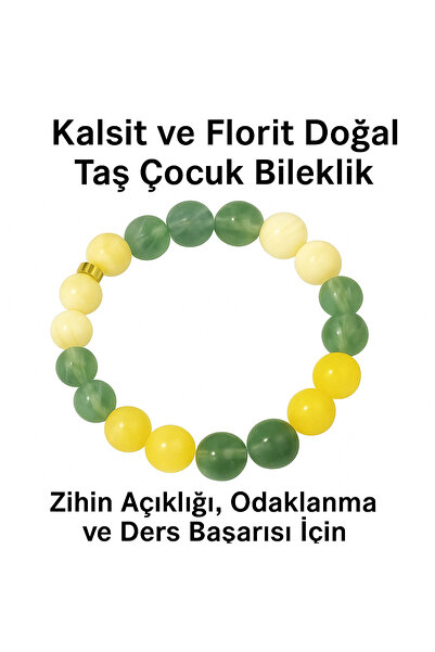 Katha Ritüel Kalsit ve Florit Doğal Taş Çocuk Bileklik | Zihin Açıklığı, Odaklanma ve Ders Başarısı