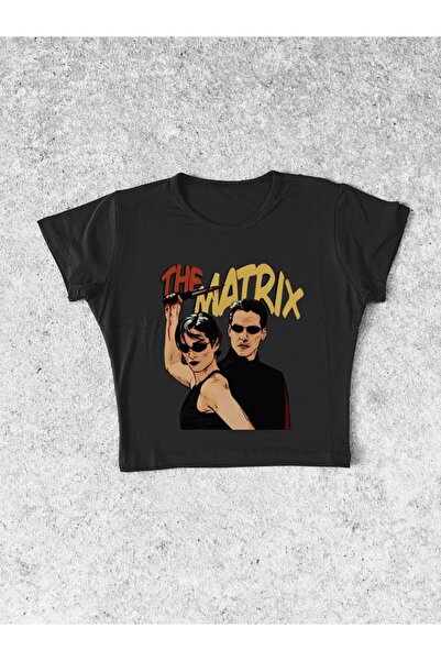 StartMore تي شيرت أسود ضيق قصير من الليكرا المصنوع من القطن الممشط