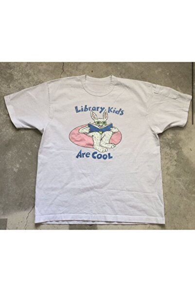 StartMore White Unisex Oversize Dtf Printed White Bookworm Library