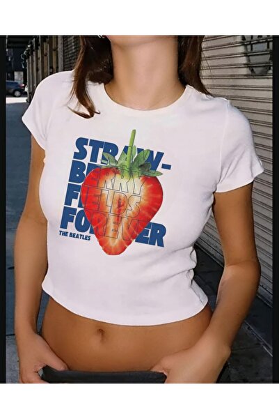 StartMore White White Baby Tee Top Waist Boy Crop T-Shirt Lycra Dtf