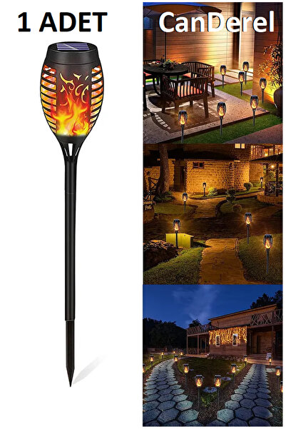 Canderel 1 Adet Alev Efektli Solar Led Güneş Enerjili Bahçe Lambası Aydınlatm...