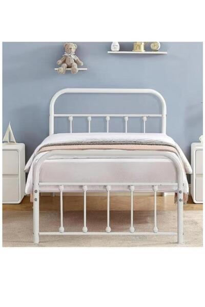 Crestj Durable metal bed for one person, white, 190 cm * 90 cm