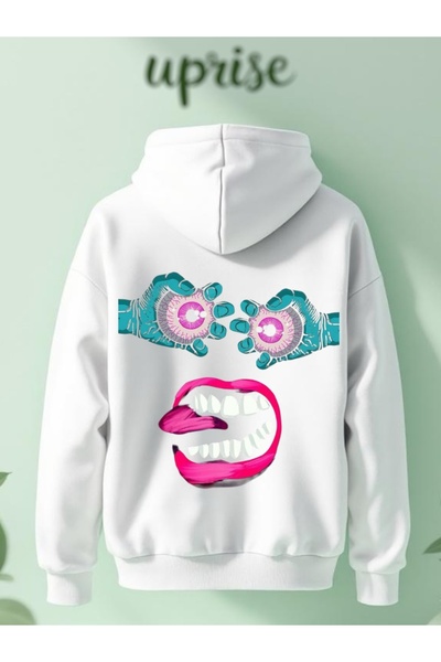 Vordevia Hanorac Monster Neon Color cu imprimeu Cotton 3 Thread O supradimensionat