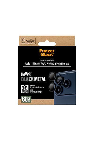 Panzer Glass واقي عدسة كاميرا هوبس للآيفون 17 برو و17 برو ماكس - أسود