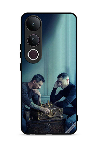 Covernex غطاء حماية لهاتف فيفو V50 لايت بطبعة ميسي ضد رونالدو يلعبان الشطرنج