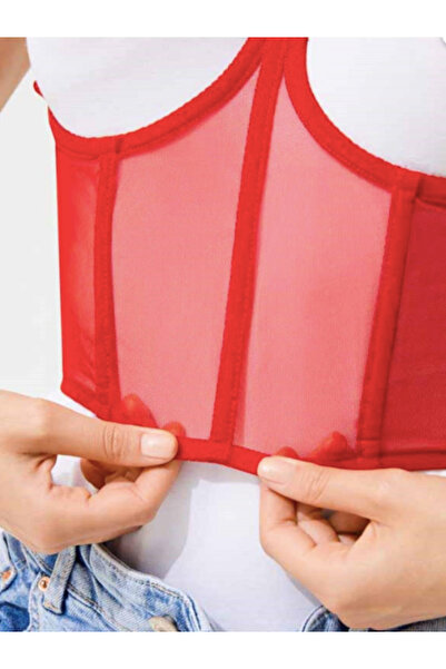 Cozy Koala Red Tulle, Transparent Fancy Corset, Underwire Bustier