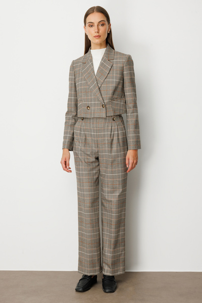 Ekol Plaid Crop Jacket