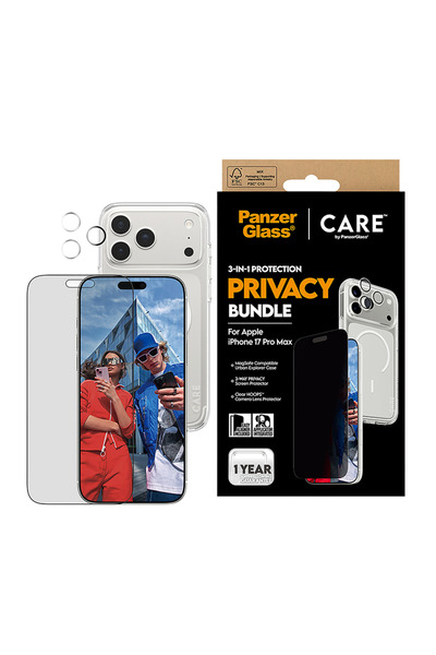 Panzer Glass حزمة حماية CARE 3 في 1 لهاتف iPhone 17 Pro Max الرائد - الخصوصية