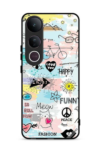 Covernex غطاء حماية Vivo V50 Lite بتصميم Doodle Meow Enjoy
