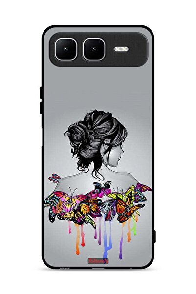 Tolwak غطاء حماية لهاتف إنفينيكس سمارت ١٠ بلس برسومات فراشات وفتاة فنية تجريدية