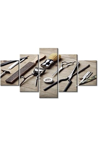 Today Idea مجموعة فنية جدارية من 5 قطع لأدوات قص الشعر الحديثة 80×150 سم - مؤطرة بواسطة