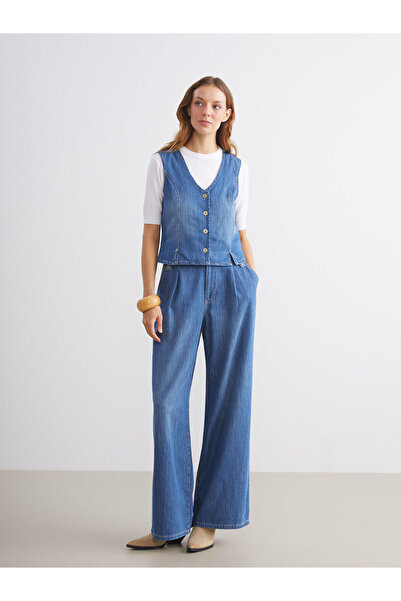 LC Waikiki V-Neck Women's Jean Vest