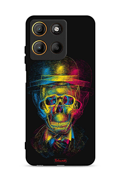 Tolwak غطاء حماية موتورولا موتو جي 15 بتصميم جمجمة وقبعة ملونة وفن خيالي