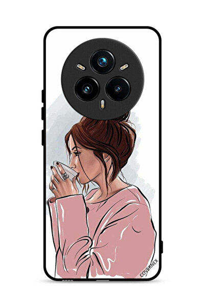 Covernex غطاء حماية لهاتف Realme 14 Pro Plus 5G، رسم فتاة تشرب الشاي