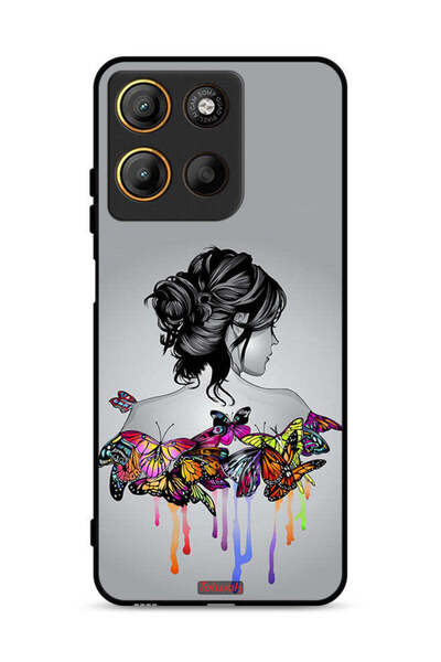 Tolwak غطاء حماية لهاتف موتورولا موتو جي 15، مزين برسومات فراشات وفتاة، فن تج...