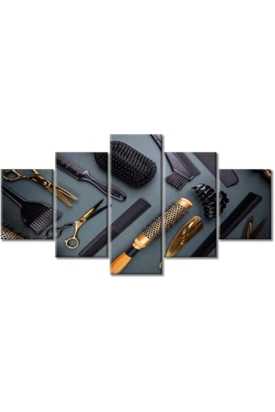 Today Idea Modern Hair Tools Wall Canvas Set by Today Idea, 5-Piece Framed Wa...