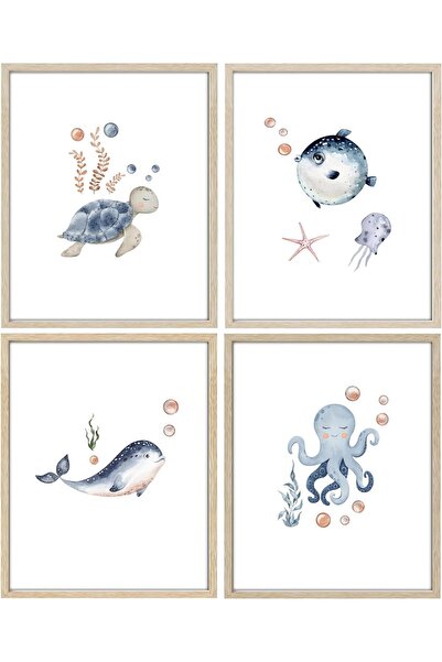 Today Idea مجموعة لوحات جدارية للحمام من ٤ قطع من "توداي آيديا" | مطبوعات قما...