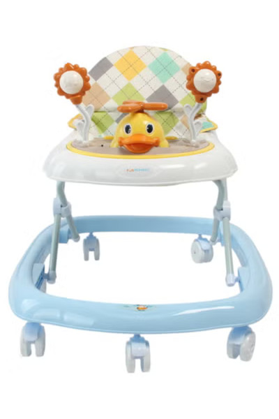 Fun Moment Adjustable Height Foldable Baby Walker 6-18 Months Blue