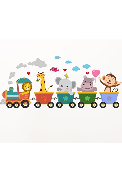 Today Idea ملصق حائط من الفينيل على شكل قطار حيوانات من ألايرا، مقاس 42×95 سم...