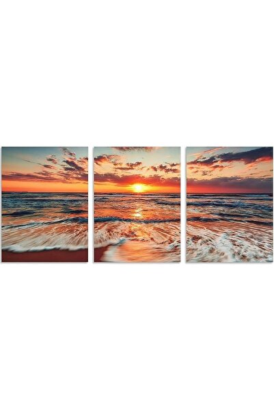 Today Idea Canvas Wall Art by Today Idea | Set of 3 Beach and Ocean Blue Pict...