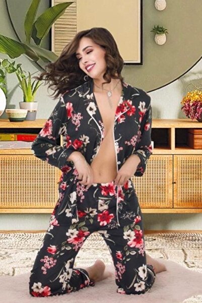 Viselya imprimeu floral Set de pijamale din șifon