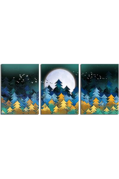 Today Idea مجموعة لوحات قماشية لجبال وقمر من توداي آيديا | مجموعة مؤطرة من 3 ...