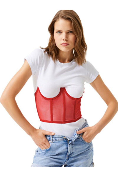 Cozy Koala Red Tulle, Transparent Fancy Corset, Underwire Bustier