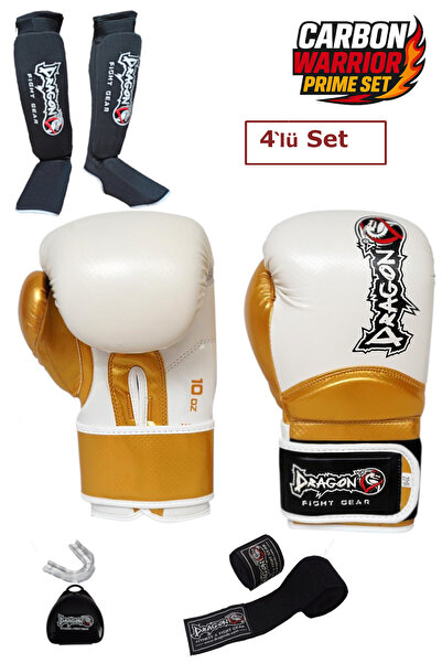Dragondo Dragon Carbon Boks Eldiveni 4'lü Set Muay Thai Kick Boks Eldiveni Ka...
