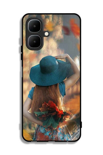 Covernex غطاء حماية لهاتف Infinix Smart 10 بتصميم فتاة قبعة تخفي أوراق الحب