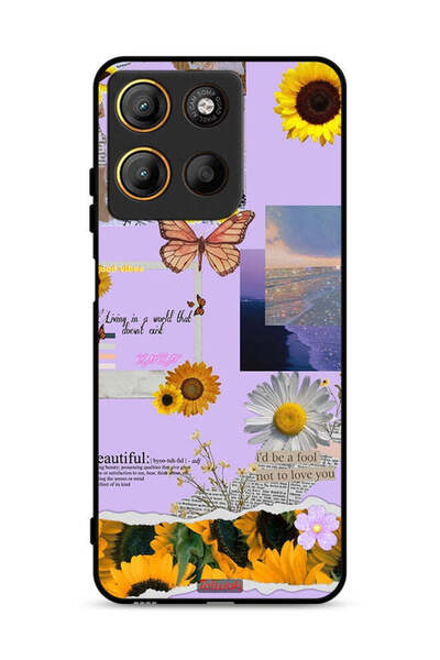 Tolwak Motorola Moto G15 Protective Case Cover Beautiful Sunflower Stickers