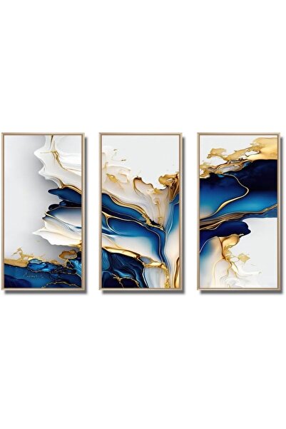 Today Idea لوحة جدارية تجريدية من قماش الجيود باللونين الذهبي والأزرق من تودا...