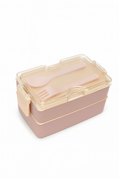 deycollect Portable Lunch Box Food Container - Leakproof, Multi-Layer Bento Box with Fork and Spoon Set