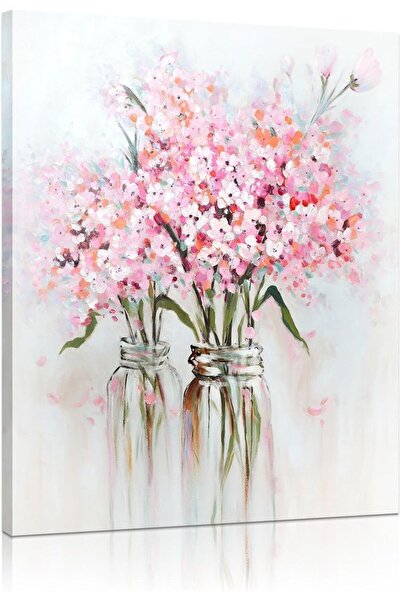 Today Idea لوحة فنية جدارية أنيقة من قماش الزهور الوردية من تصميم Today Idea