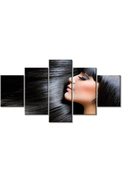 Today Idea مجموعة أعمال فنية قماشية عصرية فاخرة بموضوع الشعر الطويل | ديكور جداري مؤطر من 5 قطع