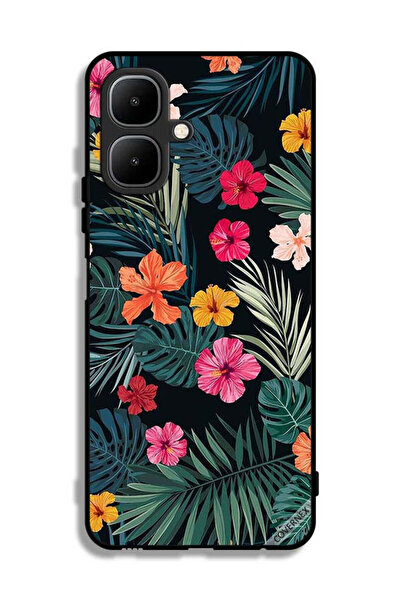 Covernex غطاء حماية لهاتف إنفينيكس سمارت 10، زهور متعددة الألوان وريش أخضر داكن