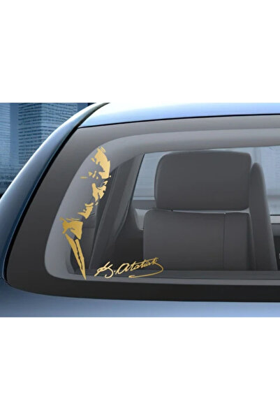 TSC Atatürk Mustafa Kemal Imza Sticker Araba Oto Motosiklet Gold Renk 28CM