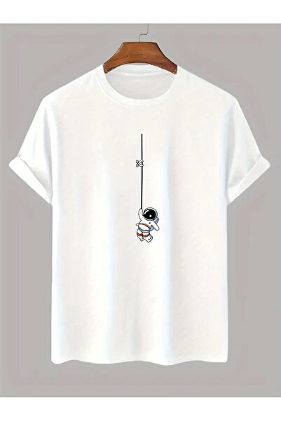 Flood Of Style Unisex alb în șir Astronaut B cu imprimeu Oversize