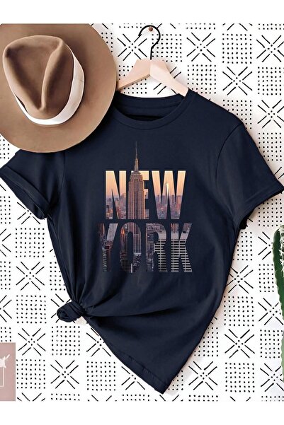 Flood Of Style Unisex bleumarin cu imprimeu New York City supradimensionat