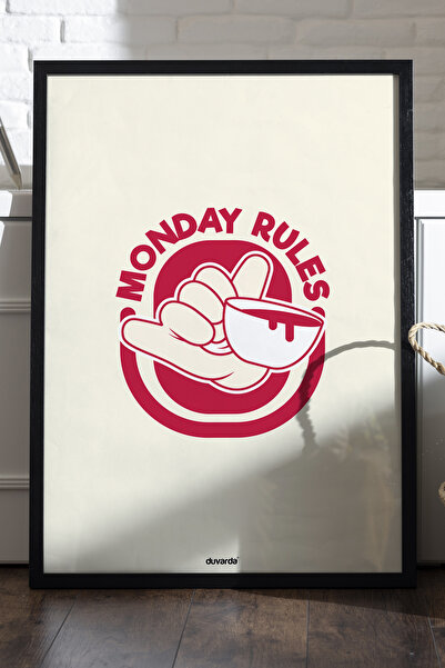 Duvarda Μπλούζα με ξύλινο πλαίσιο Monday Rules, Διακοσμητικός πίνακας τοίχου ...