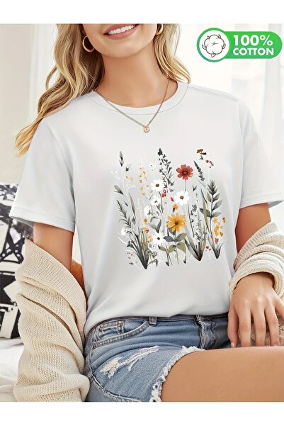 Flood Of Style Γυναικεία Λευκά Φιτάντες με τύπωμα oversized