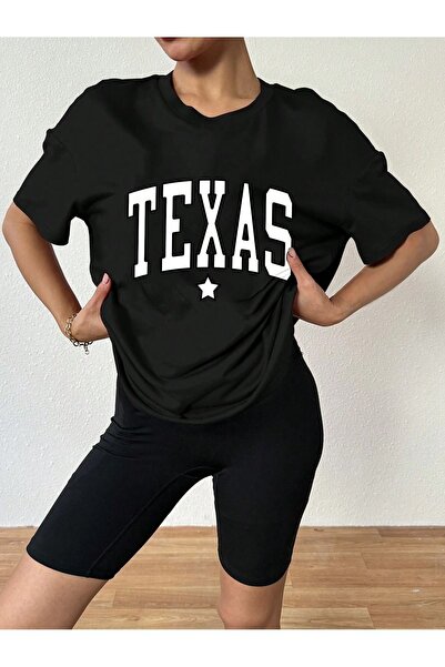 Flood Of Style Γυναικείο Μαύρο Τέξας με τύπωμα oversized