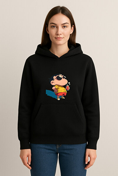 MODA سويت شيرت بقلنسوة مطبوع عليه "تشيل" (خيطين)